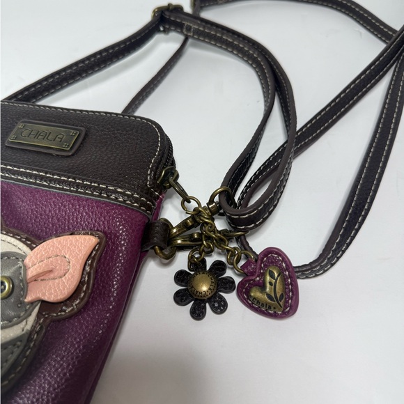 Chala Purple and Brown Crossbody Bag with Pig Design - Picture 3 of 9